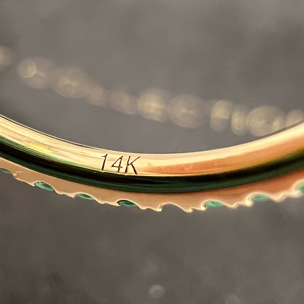 EF Collection 14K Yellow Gold Emerald Eternity Stacking Ring - Picture 9 of 12